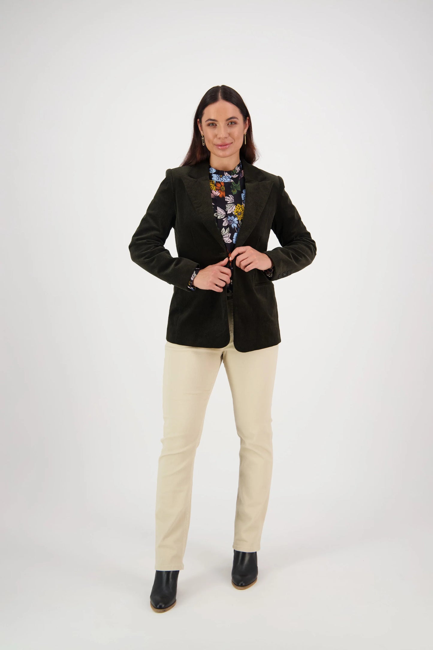 Shaped Lined Cord Blazer