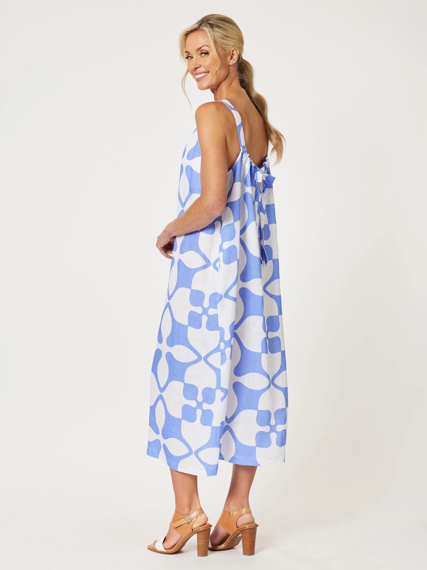 Pantile Print Dress - Blue