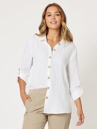 Threadz Textured Shirt in white 100% Cotton