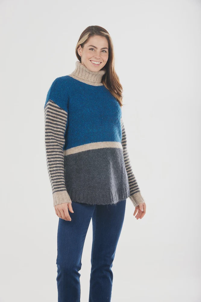 Mohair Striped Roll Neck
