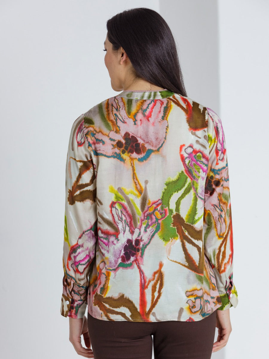 L/S Collared Top Full Bloom Marco Polo